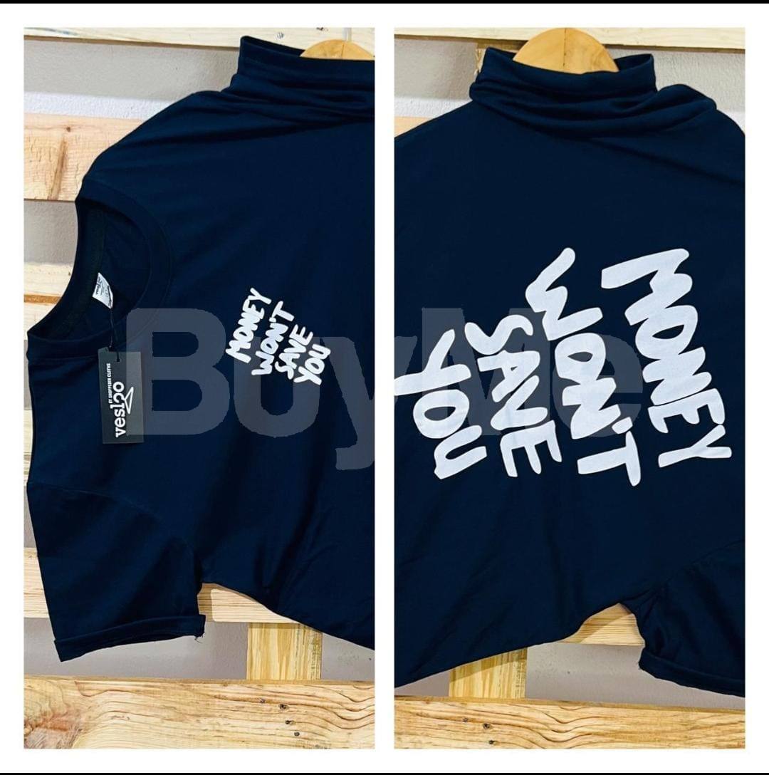 DOUBLE SIDE PRINTED CREW NECK TSHIRT - (DARK BLUE)