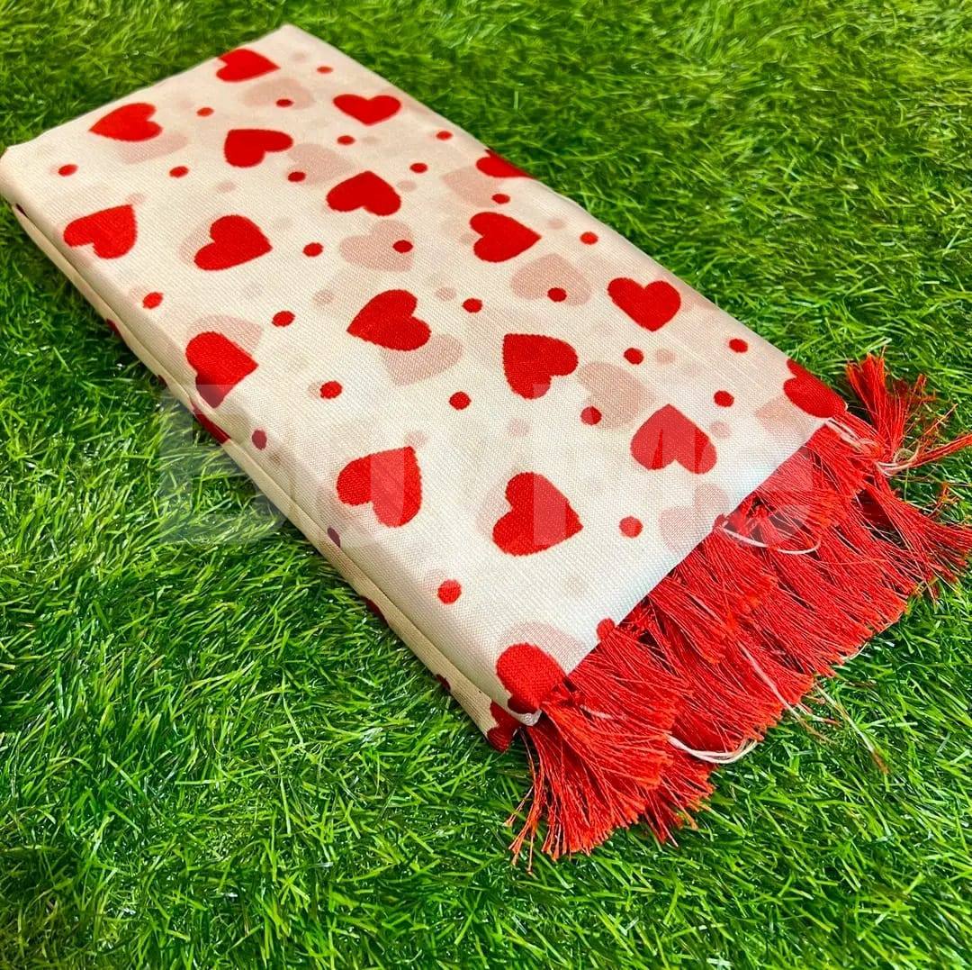 SYNTHETIC COTTON SAREE - RED