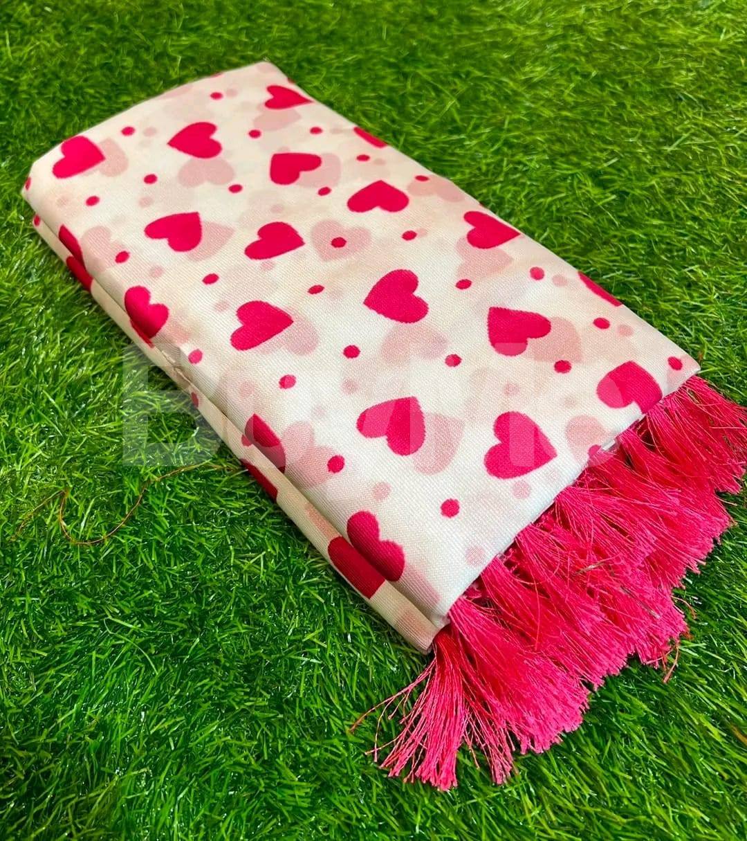 SYNTHETIC COTTON SAREE - PINK