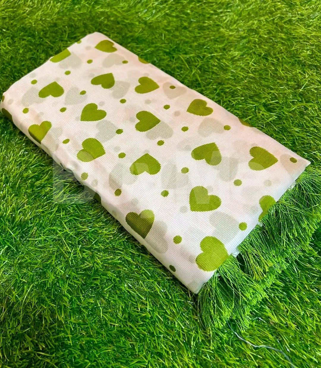 SYNTHETIC COTTON SAREE - LIME GREEN