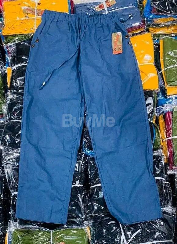 LADIES LINEN PANT - MID BLUE