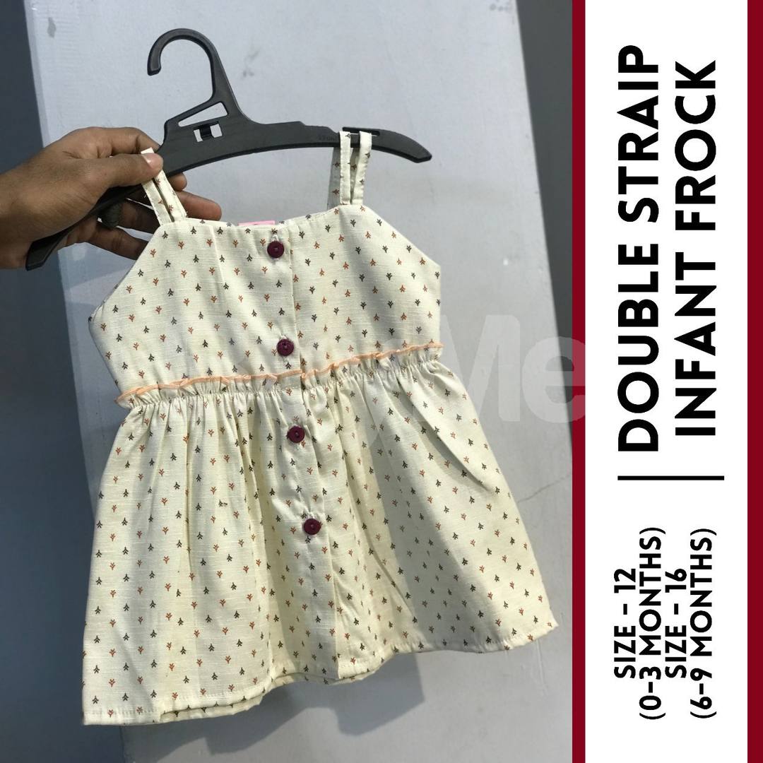 DOUBLE STRAIP INFANT FROCK - YELLOW