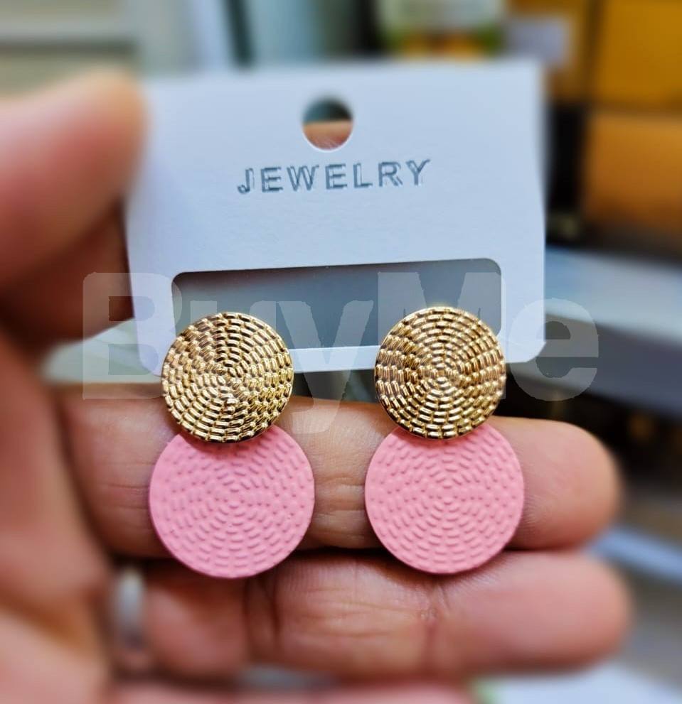 DOUBLE CIRCLE EARRING - PINK