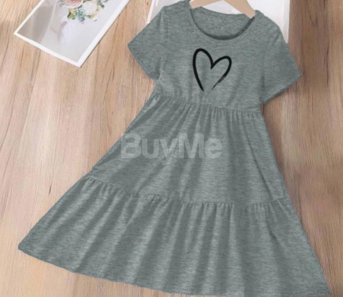 RAFFLE HEM DRESS  - GREY