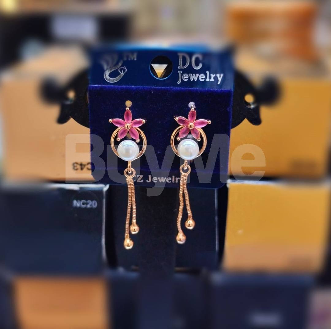 FLORAL DESIGN KOREAN EARRING - PINK