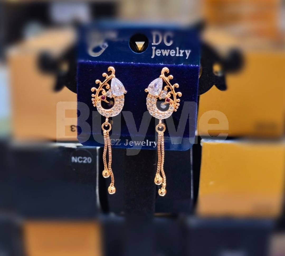 STONE STUDDED KOREAN EARRING - PINK