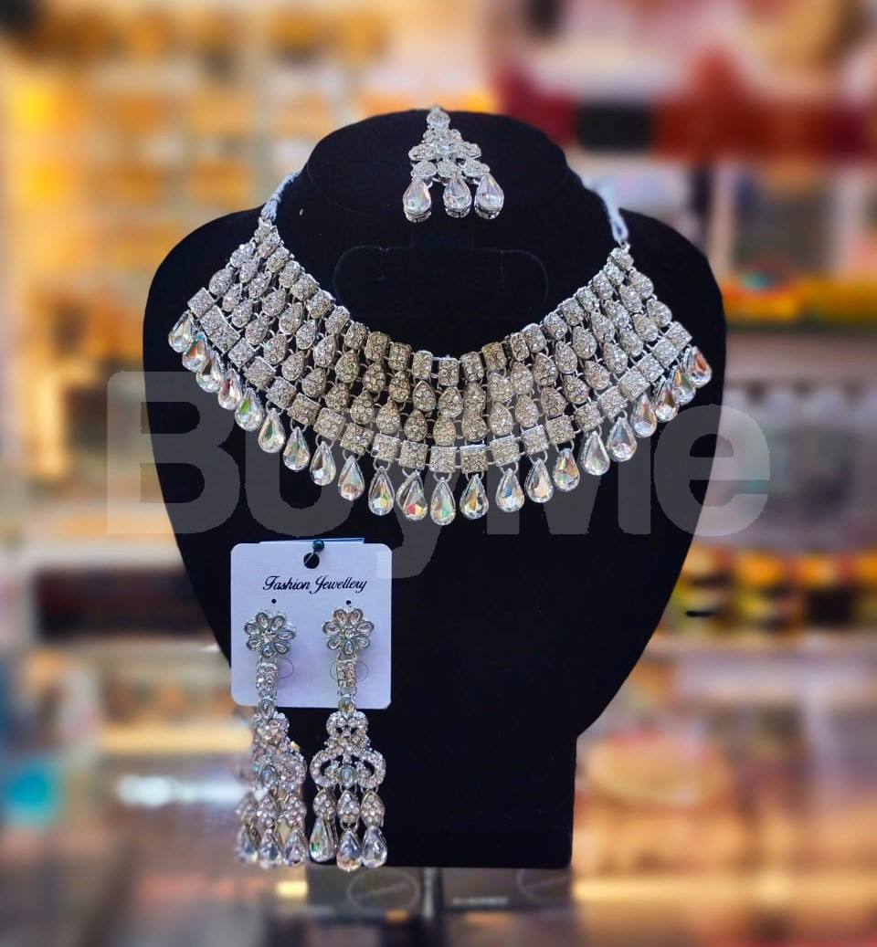 WEDDING NECKLACE STONE STUDDED - WHITE