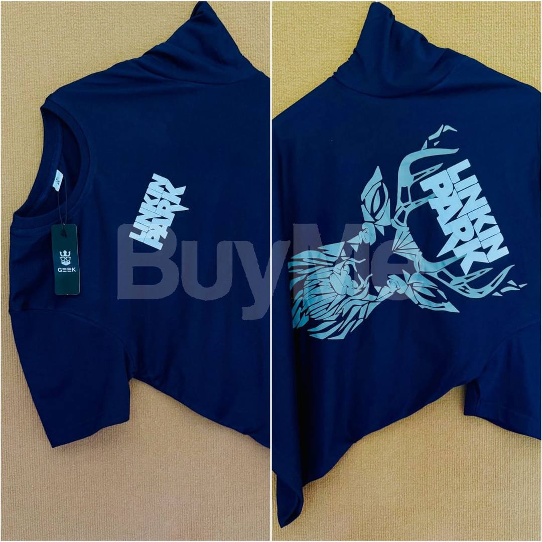 DOUBLE SIDE PRINT CREW NECK TSHIRT - DARK BLUE