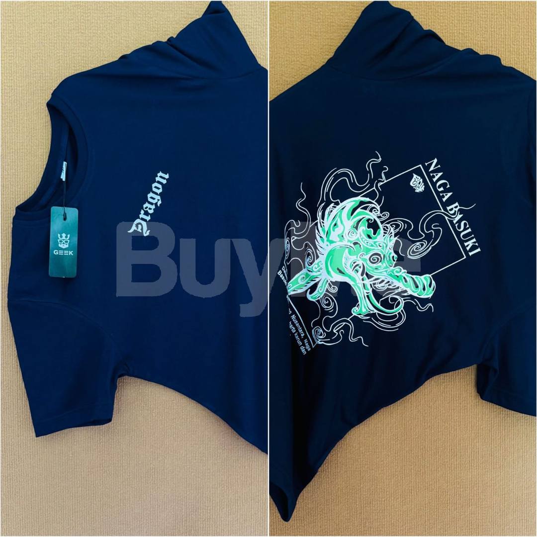 DOUBLE SIDE PRINT CREW NECK TSHIRT - NAVY BLUE