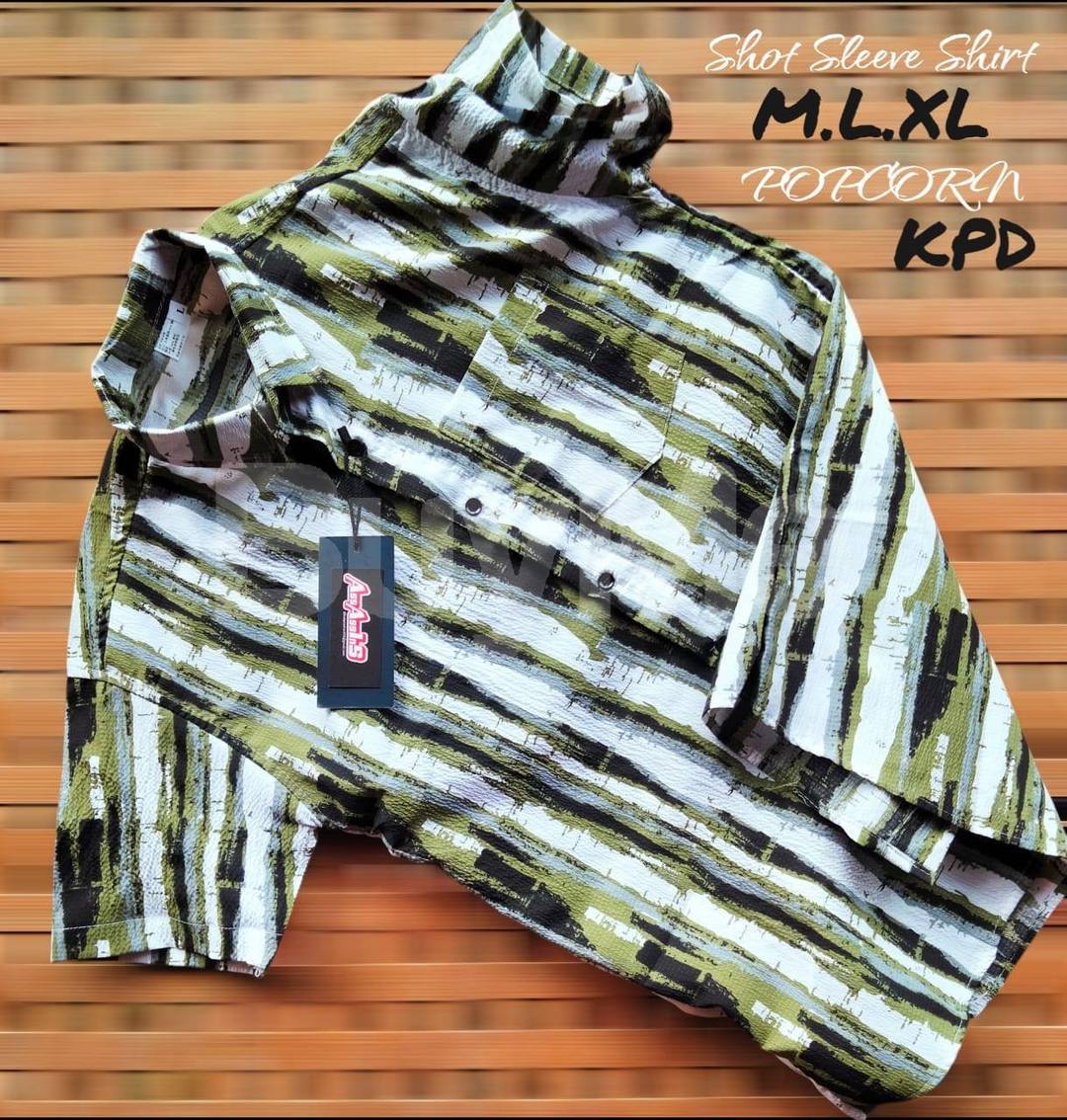 MENS POPCORN SHIRT - GREEN & WHITE