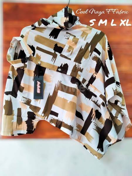 COOL MAZA FABRIC SHIRT - WHITE & BROWN