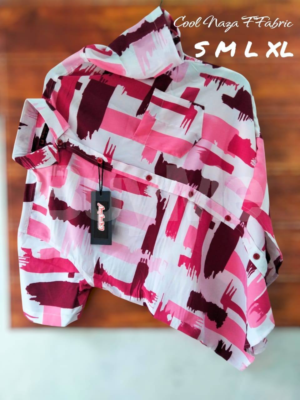 COOL MAZA FABRIC SHIRT - WHITE & PINK
