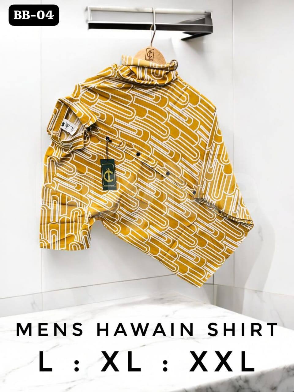 MENS HAWAIN VISCOSE SHIRT - BEIGE