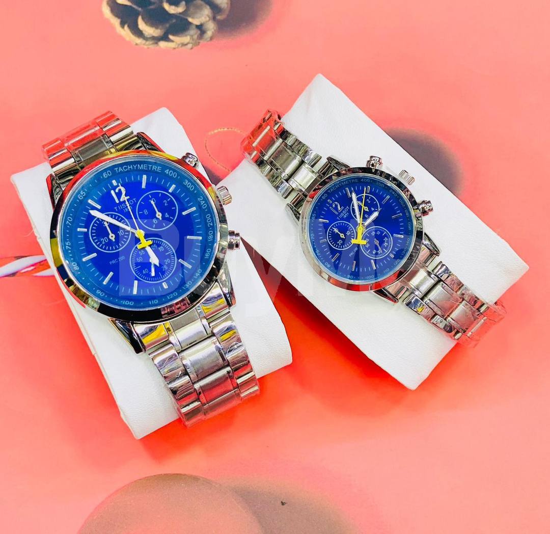 COUPLES WATCH - SILVER WITH BLUE