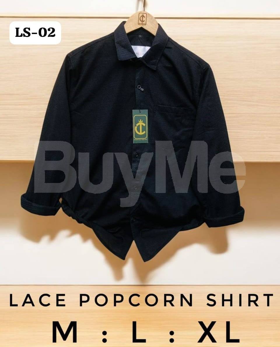 LACE POPCORN SHIRT - BLACK