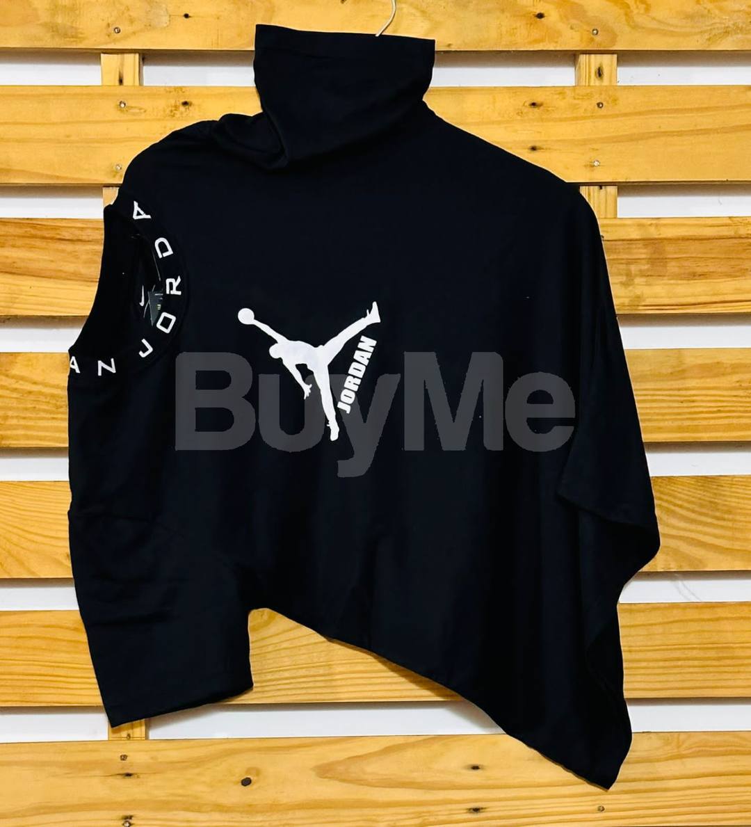 RIB PRINT CREW NECK T-SHIRT- BLACK
