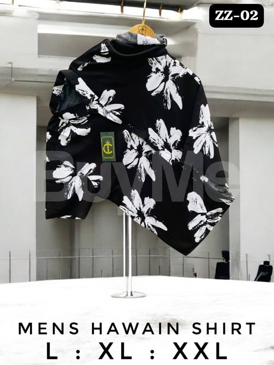 FLORAL PATTERN HAWAIN SHIRT - BLACK