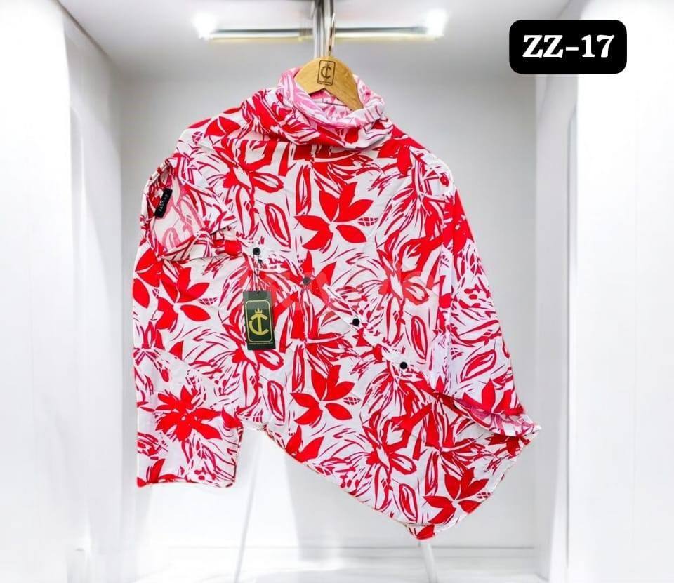FLORAL PATTERN HAWAIN SHIRT - RED & WHITE