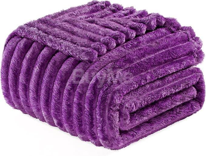 RIBBED BLANKET PLAIN DYED