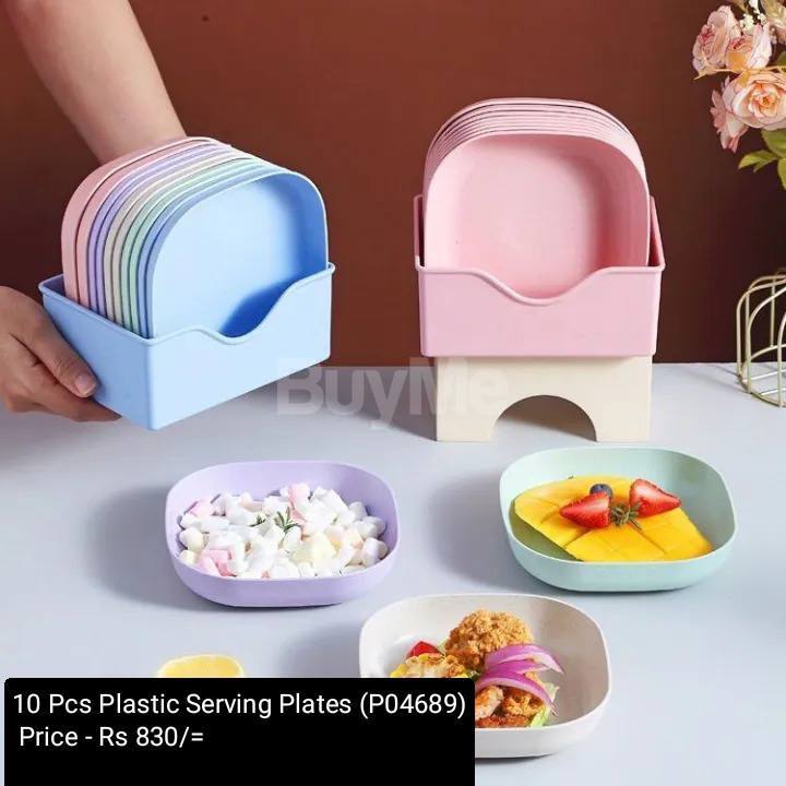 10 PCS PLASTIC SERVING PLATES SET