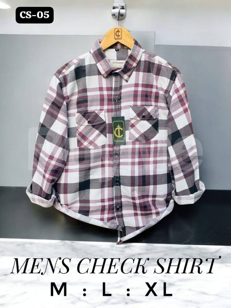 MENS CHECK SHIRT - WHITE & PURPLE