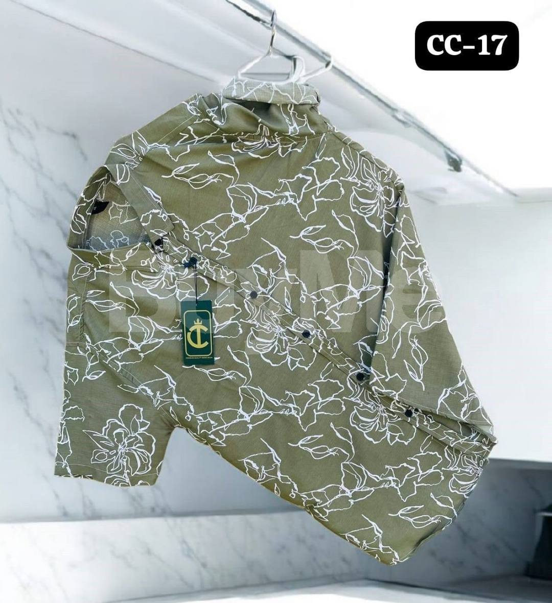 SHORT SLEEVE HAWAIN SHIRT - OLIVE GREEN