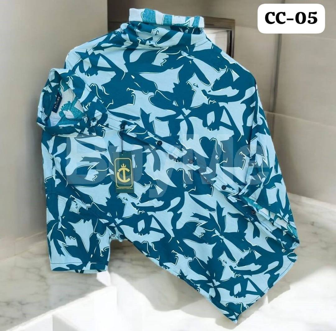 SHORT SLEEVE HAWAIN SHIRT - LIGHT BLUE