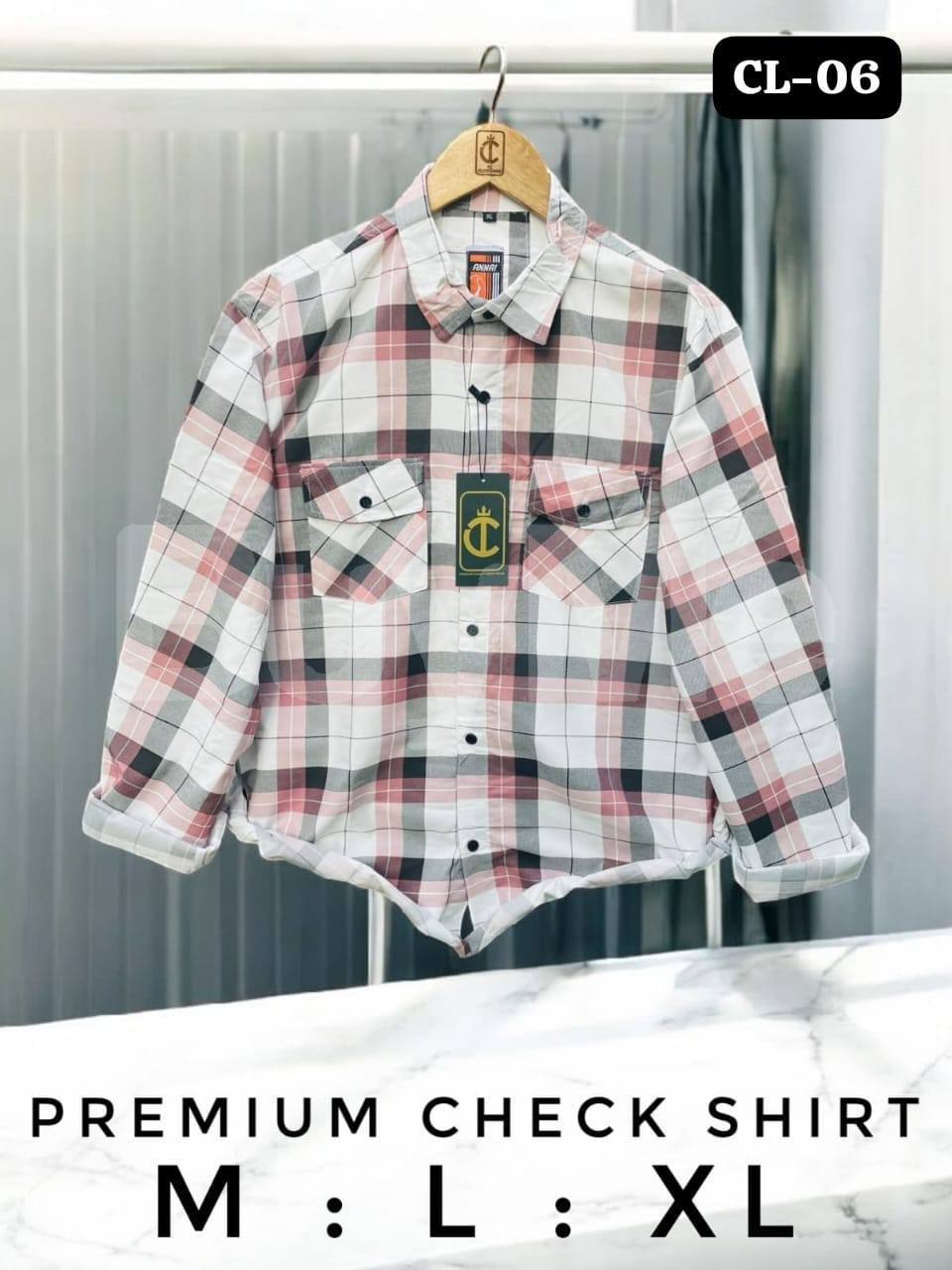 CHECK SHIRT - PINK & WHITE