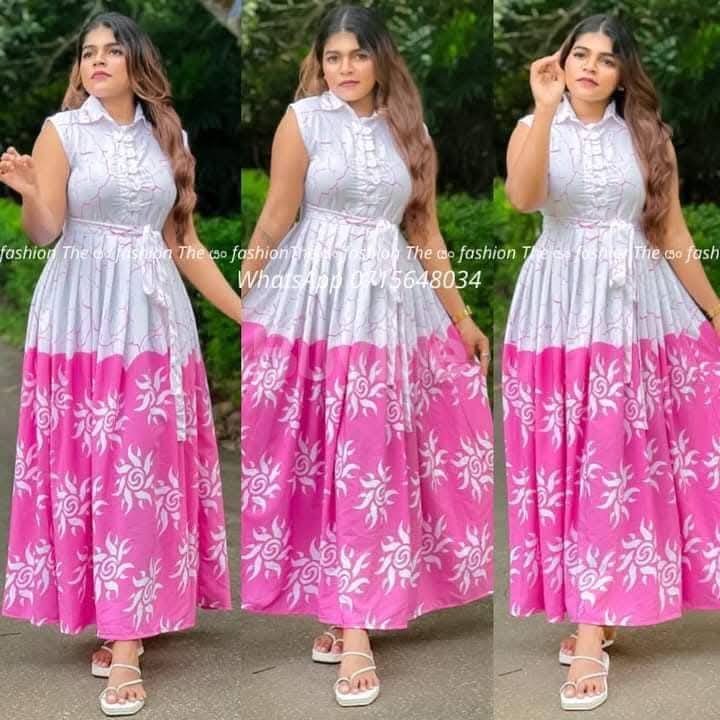 LADIES FROCK DESIGN - PINK AND WHITE