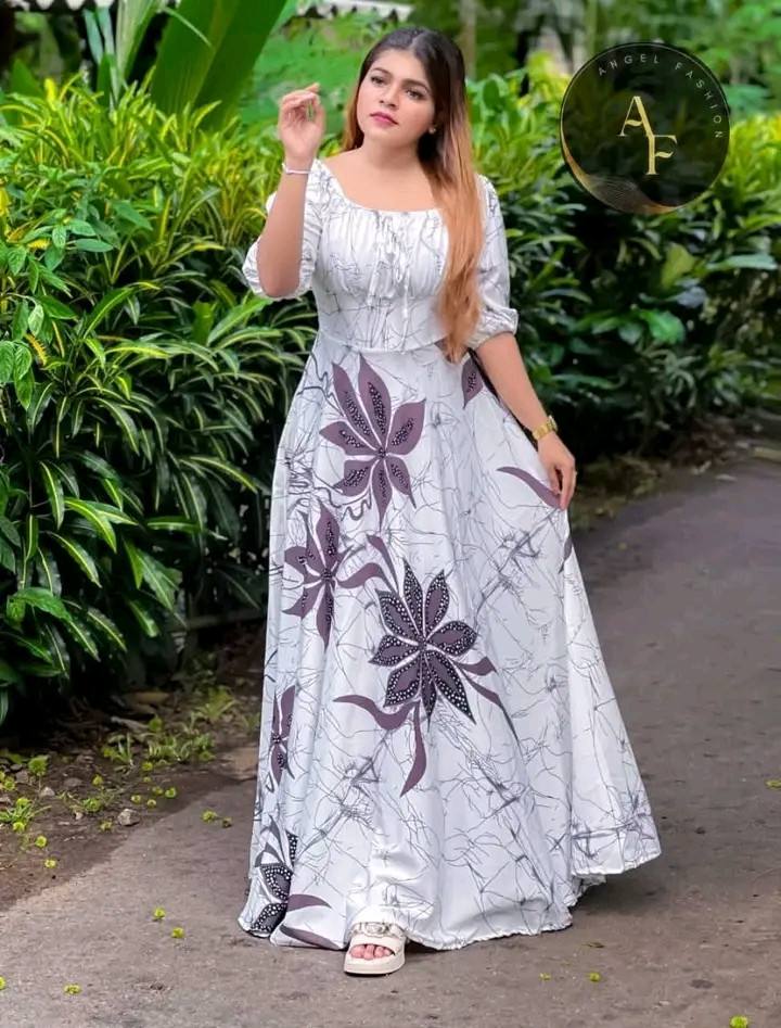 WHITE COLOUR LONG FROCK DESIGN