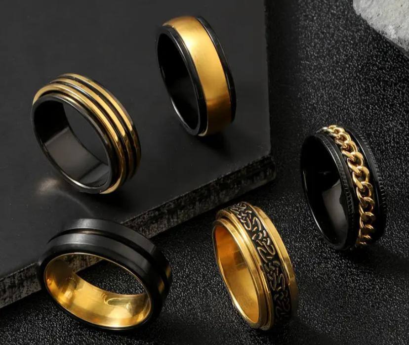STAINLESS STEEL MENS RING SET