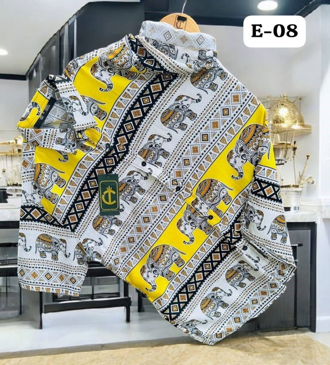 THE ELEPHANT PRINTED HAWAIIAN SHIRT - YELLOW