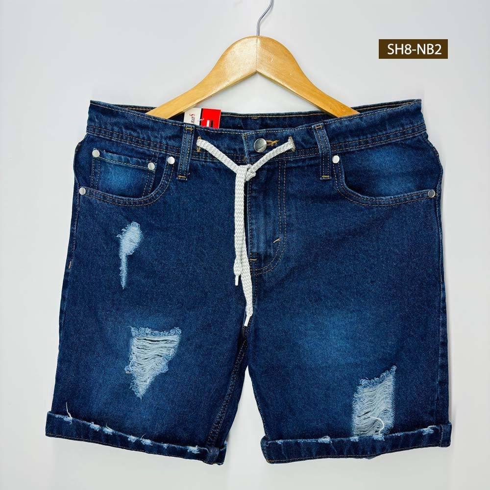 DENIM PATCH SHORTS - DARK BLUE