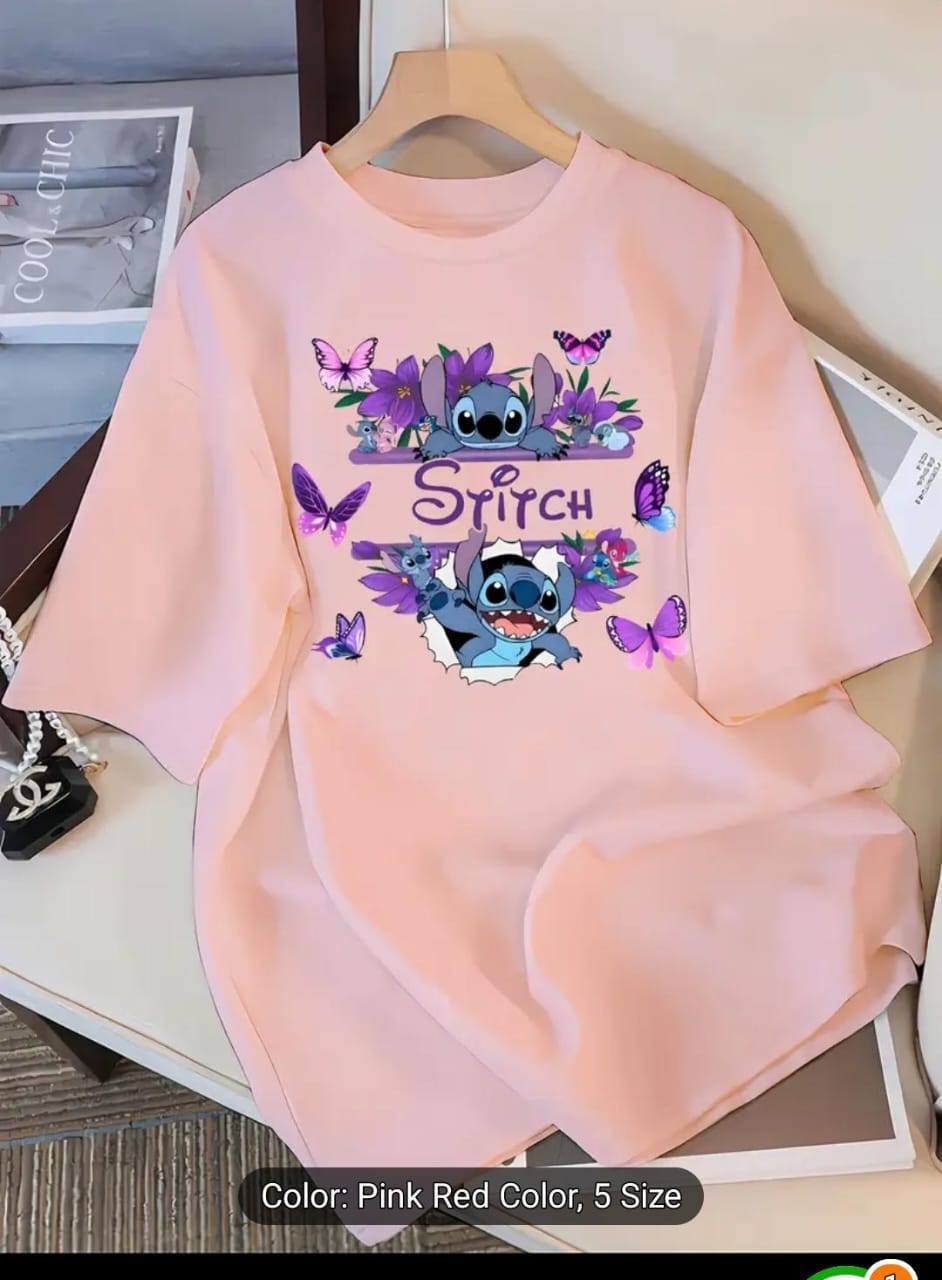 STRICH PRINTED T SHIRT - SALMON PINK
