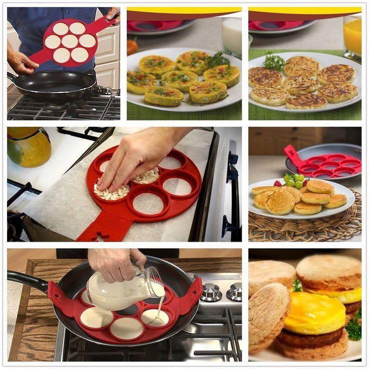 SILICONE PANCAKE AND EGG MOLD RED