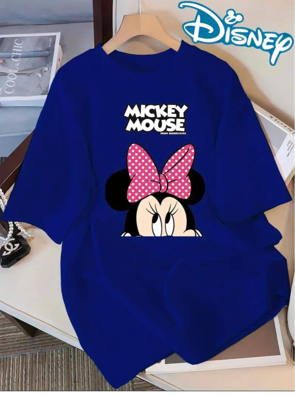DARK BLUE TEE WITH 'MICKEY MOUSE' PRINT