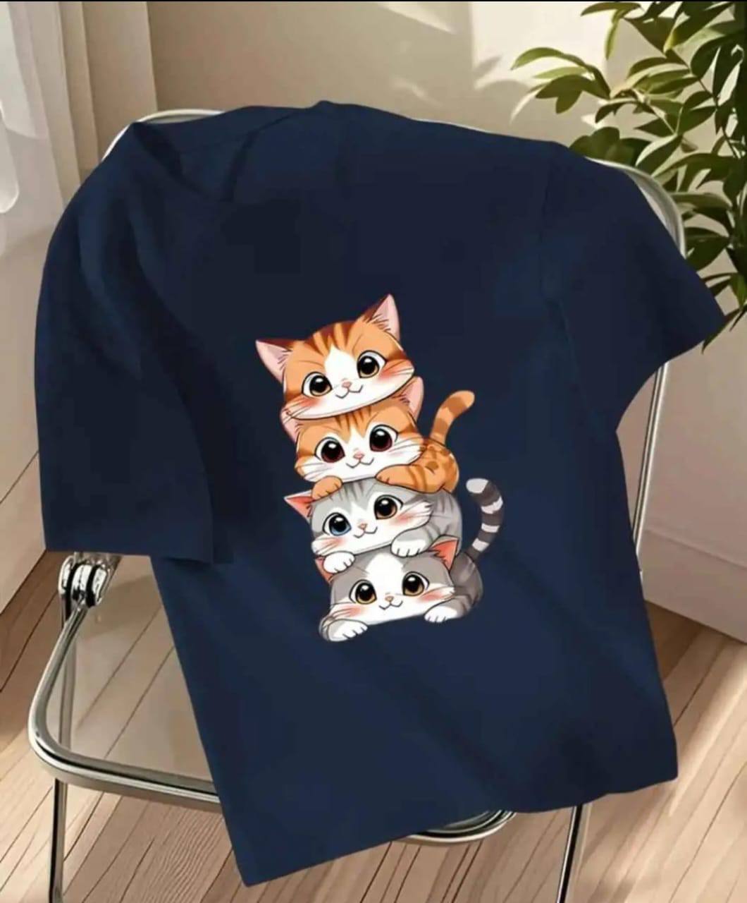 CUTE KITTIES T SHIRT - NAVY BLUE