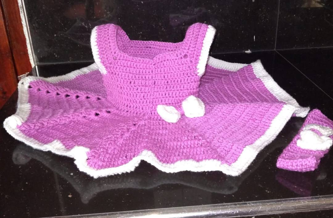 PINK WOOL DRESS FOR BABIES
