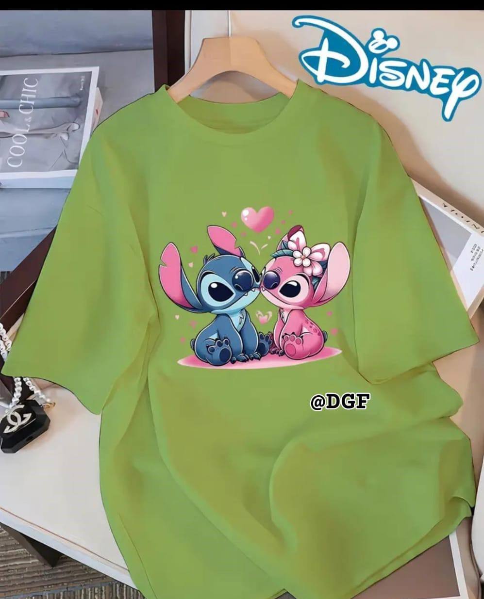 LIGHT GREEN TEE WITH STITCH PRINT