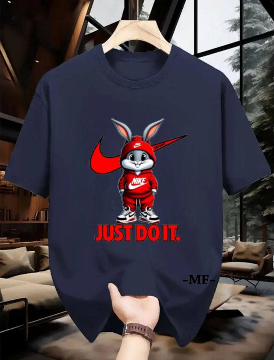 NAVY BLUE TEE WITH 'JUST DO IT' PRINT
