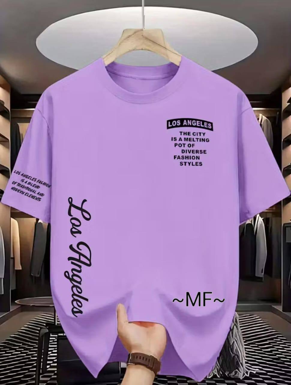 PURPLE T SHIRT WITH 'LOS ANGELES' PRINT