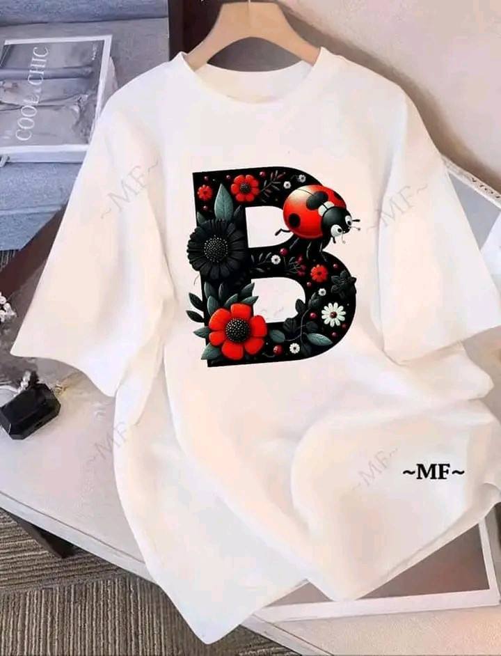 WHITE B LETTER T SHIRT DESIGN