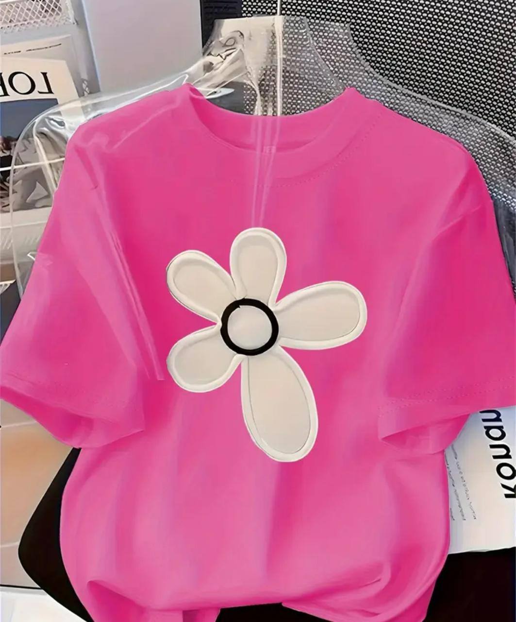 PRINTED FLOWER DESIGN T SHIRT