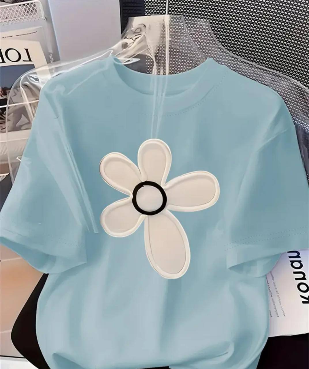 WHITE FLOWER DESIGN T SHIRT COLLECTION