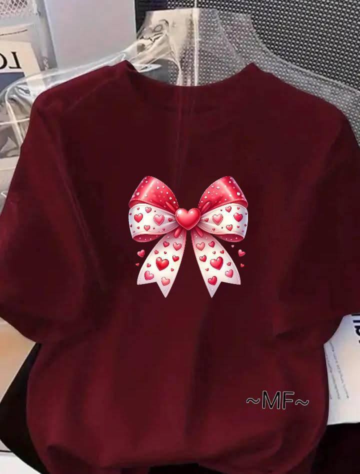 MAROON TEE WITH BOW DESIGN