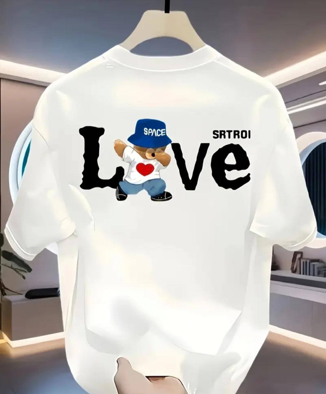 WHITE TEE WITH 'LOVE SPACE' PRINT