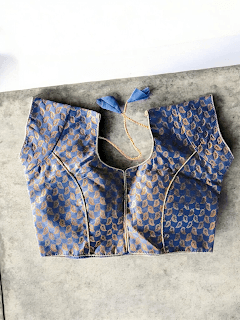 ELEGANT GRAY BANARAS SILK BLOUSE WITH GOLDEN ZARI WORK