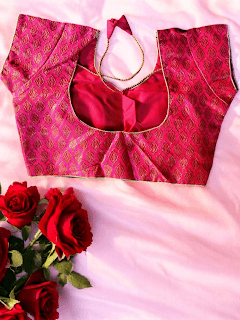 ELEGANT MAGENTA BANARAS SILK BLOUSE WITH GOLDEN ZARI WORK