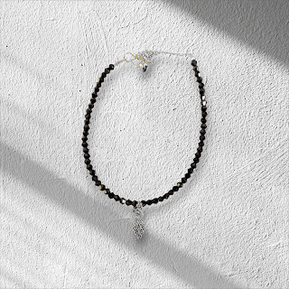 BLACK BEADED PEACOCK CHARM BRACELET & ANKLET