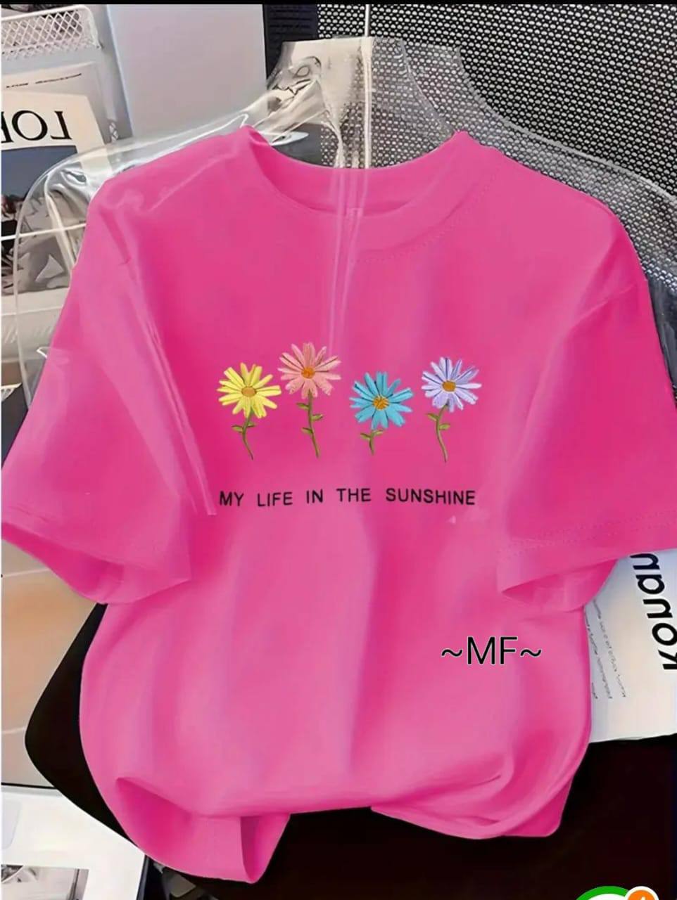 DUSKY PURPLE TEE WITH 'MY LIFE IN THE SUNSHINE' PRINT